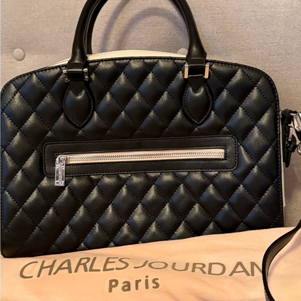 Charles Jourdan Paris Quilted Leather Two-Tone Satchel – NWOT w/ Dust Bag - Picture 9 of 14